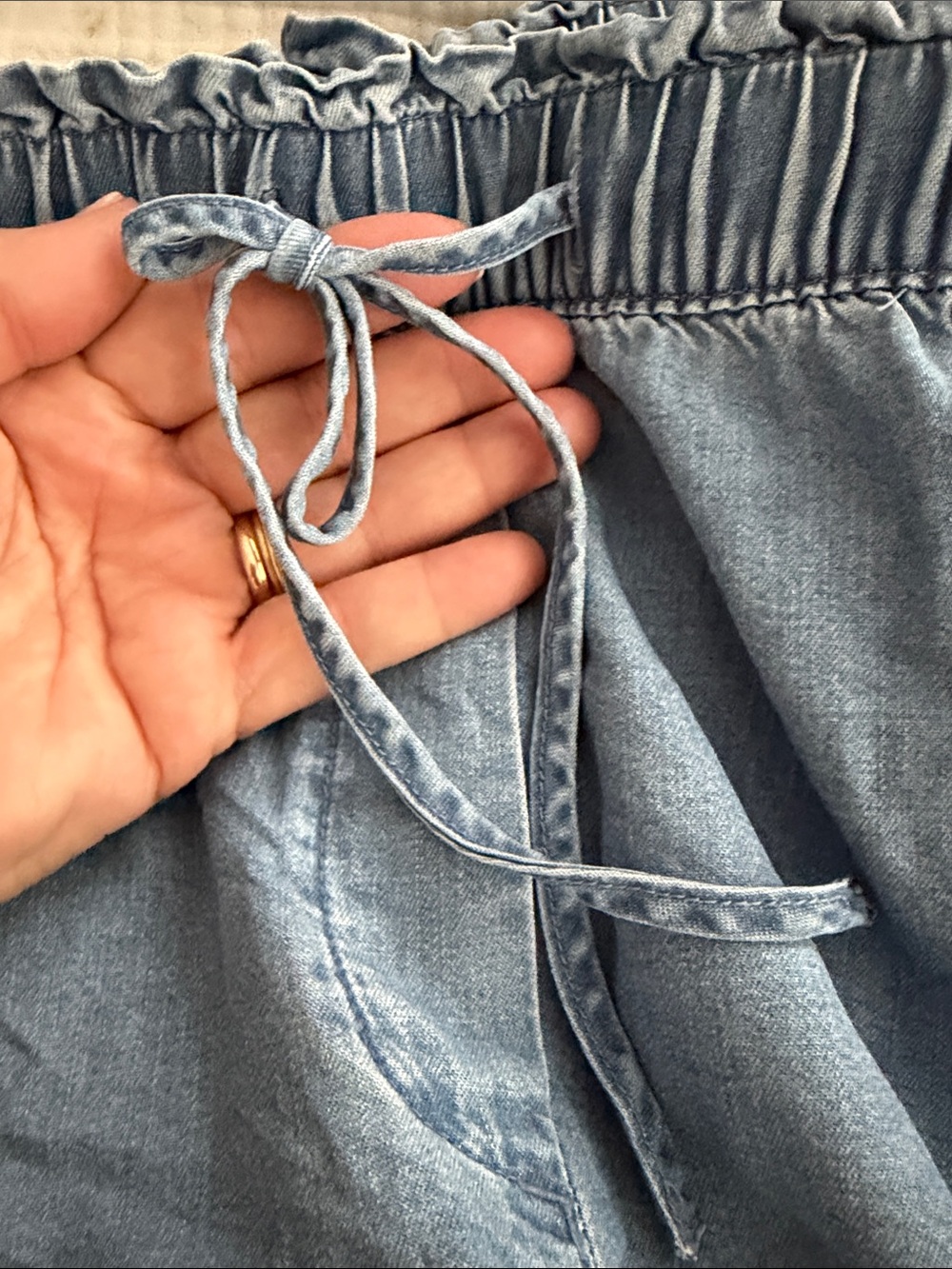 J. Jill Light Blue Chambray Elastic Waist Shorts - Picture 6 of 6